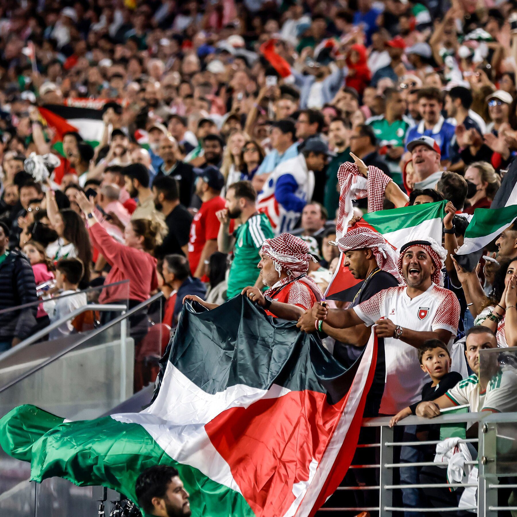 Jordan Fans Display Palestinian Emblems at World Cup Match