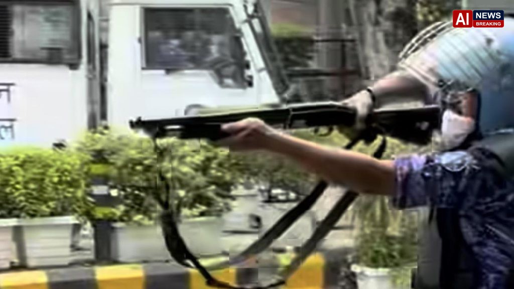 Delhi Police officer orders RAF to fire pellet guns at protesters.