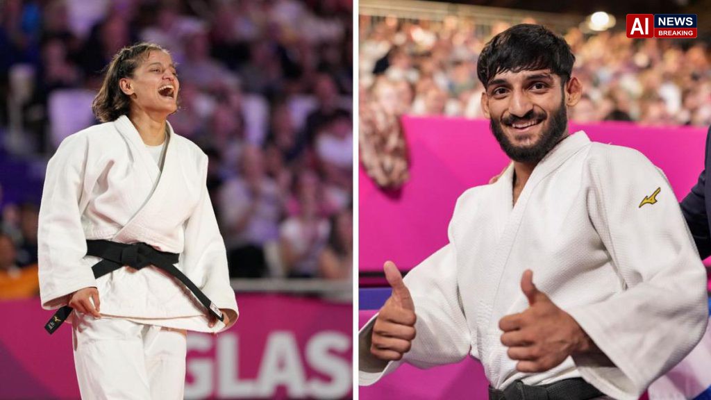 India secures first gold medals in judo at Commonwealth Games.