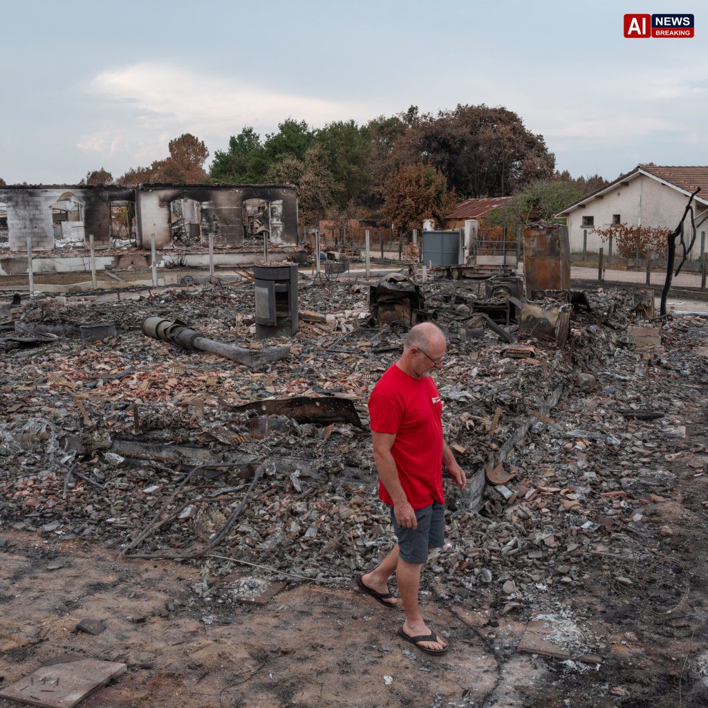 Wildfire destroys homes in France village.