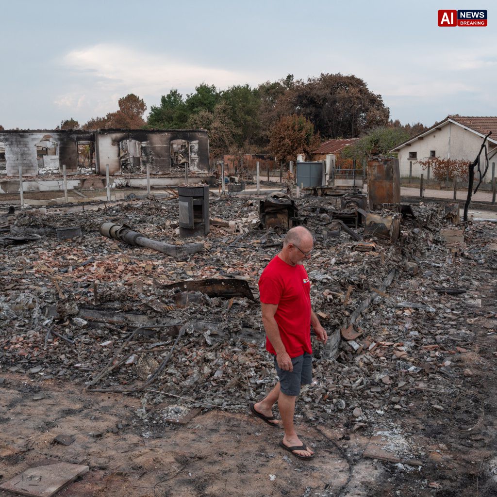 Wildfire destroys homes in France village.