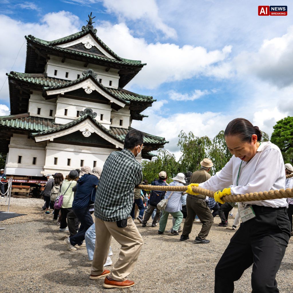 The People of Hirosaki, Japan, Try to Move a Castle by Hand
