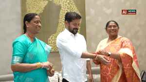 Konda Surekha ties rakhi to Revanth Reddy at residence amid disciplinary row