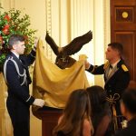 Trump presents bronze bald eagle to Xi at White House ceremony.