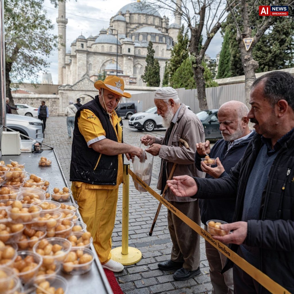 Turkish families distribute lokma doughnuts after funer