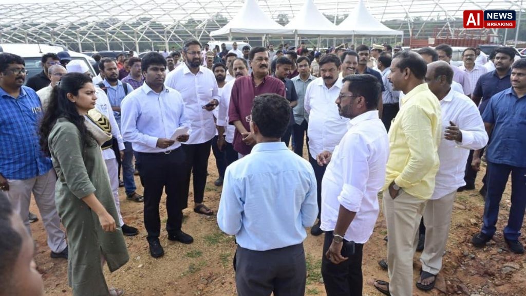 Collector inspects AU grounds ahead of house pattas distribution event
