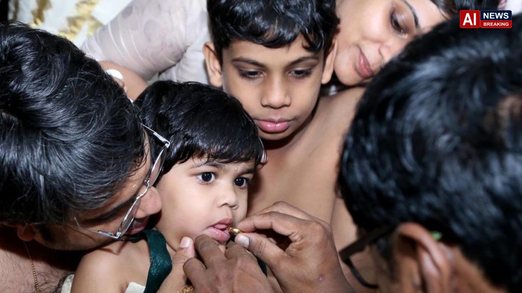 Golden letters, little fingers and a leap into the world of learning: thousands of children enter world of knowledge on Vijayadashami in Keralam