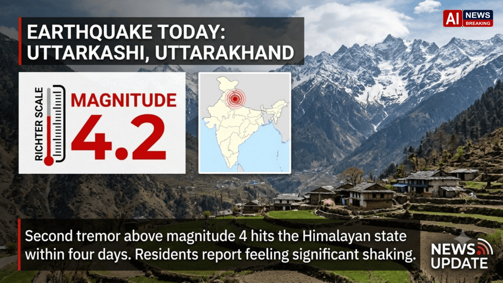 Earthquake Today: 4.2-magnitude quake hits Uttarkashi, second tremor above 4 in Uttarakhand in four days