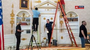 A replica Oval Office near the White House just got a new Trump makeover. Gold flourishes abound